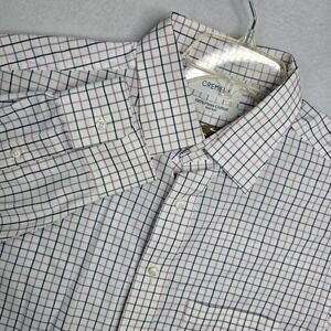 CREMIEUX Mens Dress Shirt 16 1/2‎ 34 White Pima Cotton Plaid Non Iron